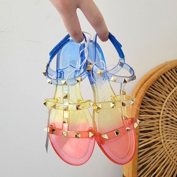 Tahari Jelly Sandals Girls 13 Studded Red/Blue/Yellow